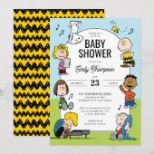 Invitation Baby shower amusant de caractère cacahuètes (Devant / Derrière)