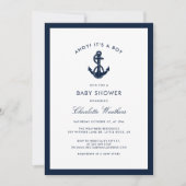 Invitation Baby shower Ancre bleu marine (Devant)