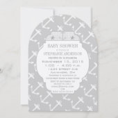 Invitation Baby shower Ancre gris marine (Devant)