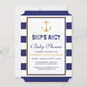 Invitation Baby shower Ancre nautique (Devant)