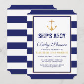 Invitation Baby shower Ancre nautique (Devant / Derrière)