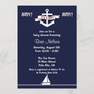 Invitation Baby shower Ancre nautique :Invitation