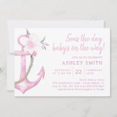 Invitation Baby shower Ancre rose (Devant)
