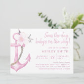 Invitation Baby shower Ancre rose (Debout devant)