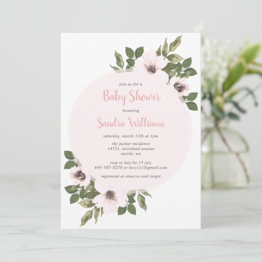 Invitation Baby shower Anemone frais invitation_Blush (Debout devant)
