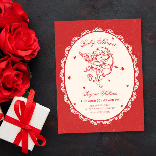 Invitation Baby shower ange cupide vintage