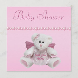 Invitation Baby shower Angel Teddy, Baby Shots & Pearls