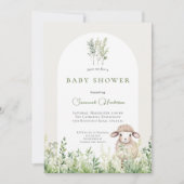 Invitation Baby Shower Animal Agneau Forêt (Devant)