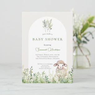 Invitation Baby Shower Animal Agneau Forêt
