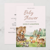 Invitation Baby shower animal blanc neutre mignon (Devant / Derrière)