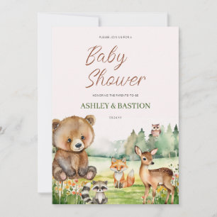 Invitation Baby shower animal blanc neutre mignon