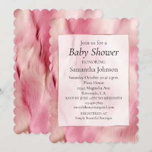 Invitation Baby shower animal blanc rose fille élégant