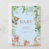 Invitation Baby shower animal bleu (Devant)