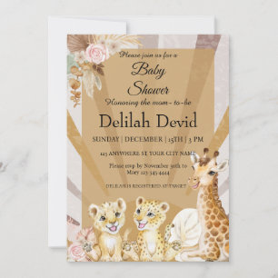 Invitation Baby shower animal Boho neutre par sexe