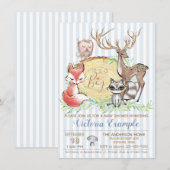 Invitation Baby shower animal Boy Woodland (Devant / Derrière)