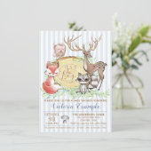 Invitation Baby shower animal Boy Woodland (Debout devant)