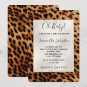 Invitation Baby shower animal Brown Safari Leopard (Devant / Derrière)