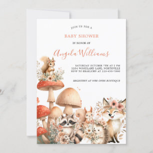 Invitation Baby shower animal de bois mou