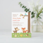 Invitation Baby shower animal de bois mou (Debout devant)