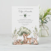 Invitation Baby shower animal de bois mou (Debout devant)