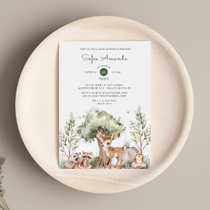 Invitation Baby shower animal de bois mou