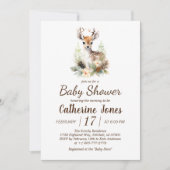 Invitation Baby shower animal de cerfs de forêt (Devant)