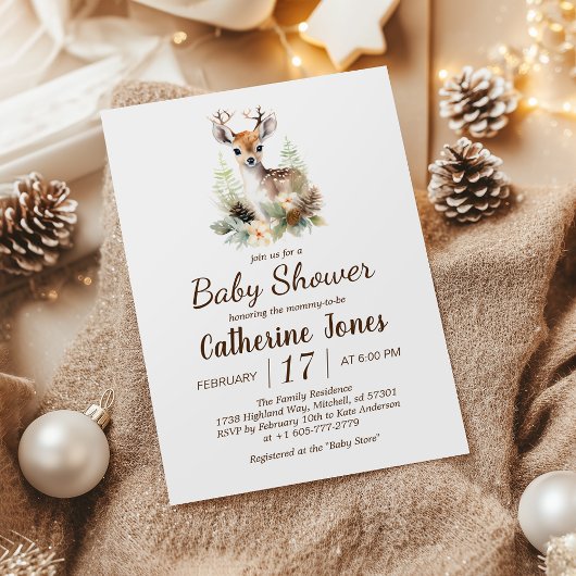 Invitation Baby shower animal de cerfs de forêt