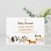 Invitation Baby shower animal de compagnie de chiens mignons (Debout devant)