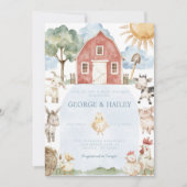 Invitation Baby shower animal de la ferme Red Barn (Devant)