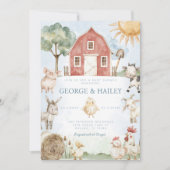 Invitation Baby shower animal de la ferme Red Barn (Devant)