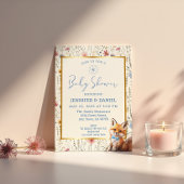 Invitation Baby shower animal de la forêt bleue de Boho doux