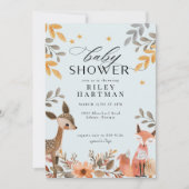 Invitation Baby shower animal de la forêt de mûte Boho (Devant)