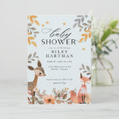 Invitation Baby shower animal de la forêt de mûte Boho (Debout devant)