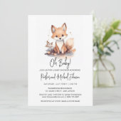 Invitation Baby shower animal de la forêt de renard de bébé (Debout devant)