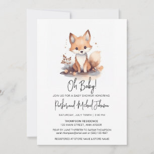 Invitation Baby shower animal de la forêt de renard de bébé