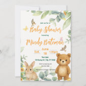 Invitation Baby shower animal de la forêt mignonne (Devant)