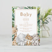 Invitation Baby shower animal de la Jungle de Foliage (Debout devant)
