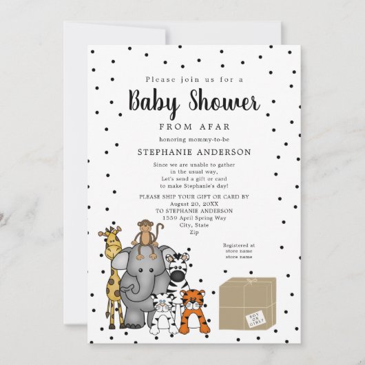 Invitation Baby shower animal de la jungle de loin (Devant)