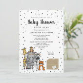 Invitation Baby shower animal de la jungle de loin (Debout devant)