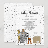 Invitation Baby shower animal de la jungle de loin (Devant / Derrière)