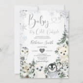 Invitation Baby shower animal d'hiver Forêt Flèches de neige (Devant)
