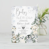 Invitation Baby shower animal d'hiver Forêt Flèches de neige (Debout devant)