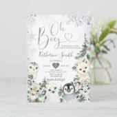 Invitation Baby shower animal d'hiver Forêt Flocs de neige In (Debout devant)