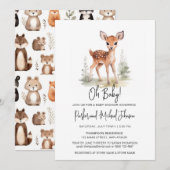 Invitation Baby shower animal du cerf de bébé (Devant / Derrière)