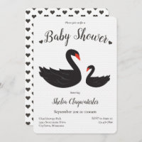Baby shower animal du cygne noir blanc du coeur