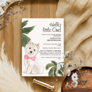 Invitation Baby shower animal fille Tropical Westie Chien