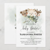 Invitation Baby shower animal forestier Animaux boisés (Devant / Derrière)