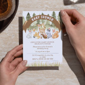 Invitation Baby shower animal forestier Brown et vert