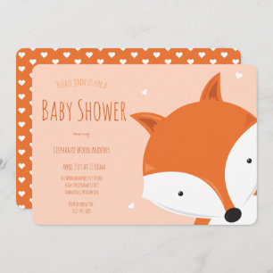 Invitation Baby shower animal Fox Coeurs mignons