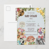 Invitation Baby shower animal Jungle Safari (Devant / Derrière)